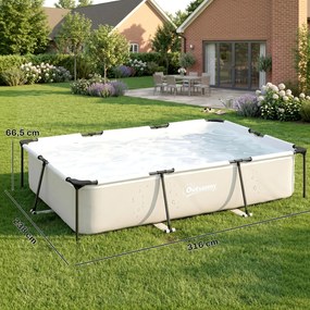 Piscina Desmontável Tubular 316x238x66,5 3701 L Piscina Retangular com Estrutura Metálica para 2-4 Pessoas Cinza
