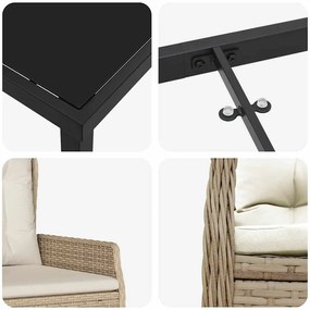 Conjunto de Jantar de Jardim 9 Peças Bege em Rattan Sintético