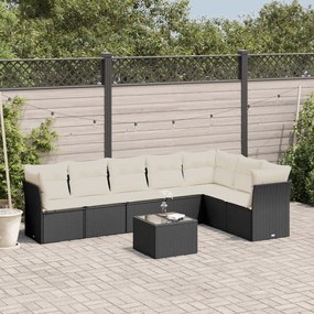 vidaXL 8 pcs conjunto sofás de jardim com almofadões vime PE preto