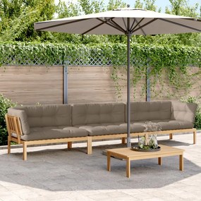 vidaXL 4 pcs móveis de paletes p/ jardim c/ almofadões acácia maciça