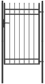 Outsunny Porta de Jardim 89x147,5 cm Porta para Vedação de Barra de Aço Galvanizado com Puxador Fechadura e 3 Chaves Preto | Aosom Portugal