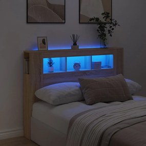 Cabeceira de Cama Giancarlo com Luzes LED - 140cm - Carvalho - Design