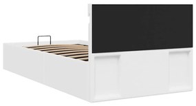 Cama hidráulica c/ arrumação LED 90x200cm couro artifi. branco