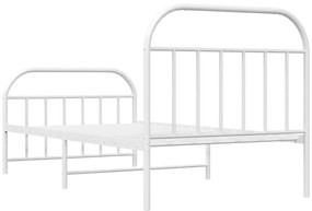 Estrutura de cama com cabeceira e pés 107x203 cm metal branco