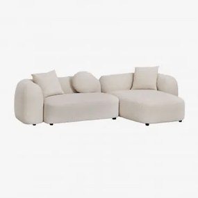 Sofá Modular Chaise Longue Direito De 2 Peças Em Chenille Coco Chenille Grossa Branca - Sklum
