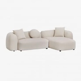 Sofá Modular Chaise Longue Direito De 2 Peças Em Coco Chenille Tecido De Chenille Espesso Branco - Sklum