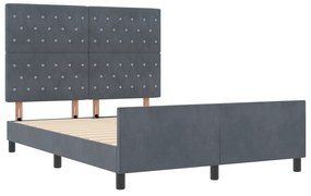 Cama vidaXL Cinza Escuro 160x200 cm Veludo