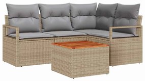 Conjunto de Sofás de Jardim 5 pcs Bege, cinza claro Médio