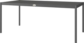 Mesa de jantar de jardim em aço 186 x 90 x 74 cm (CADEIRAS NÃO INCLUIDAS), mesa de jardim para 8 pessoas com tampo retangular em ripas, cinzento escur