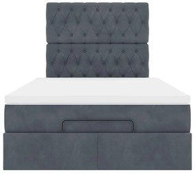Estrutura de cama otomana com colchões cinza escuro Veludo