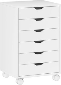 HOMCOM Bloco de Gavetas Móvel Arquivador com 6 Gavetas Suporte para Impressora com Rodas 40x35x63 cm Branco | Aosom Portugal
