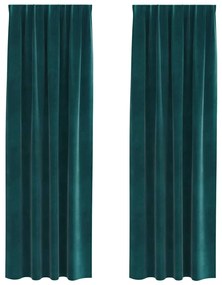 Cortinas Blackout vidaXL com fita de topo 2 pcs Veludo Verde Escuro