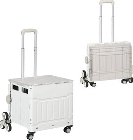 HOMCOM Carrinho de compras dobrável caddie com pega telescópica regulável e tampa carga máx. 80 kg, branco | Aosom Portugal