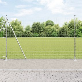 vidaXL Cerca Euro com 7 Postes Flangeados 1.4x10 m Aço Galvanizado