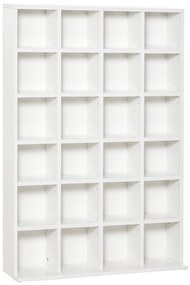 HOMCOM Móvel de Armazenamento de Mídia 480 CDs/312 DVDs Biblioteca de Madeira com Prateleiras Ajustáveis 89x130,5 cm Branco | Aosom Portugal