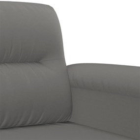 2 pcs conj. sofás c/ almofadões tecido microfibra cinza-escuro