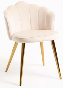 Cadeira Blume Gold Veludo - Beige