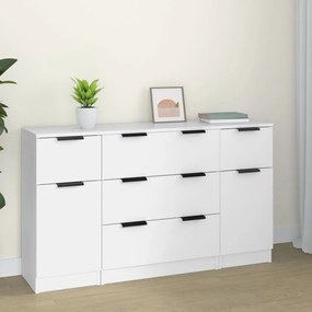 3115820 vidaXL 3 pcs conjunto de aparadores madeira processada branco
