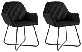vidaXL Cadeiras de jantar 2 pcs veludo preto