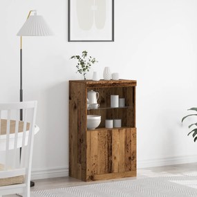 Sideboard vidaXL com Luzes LED Madeira Velha 60x37x100 cm