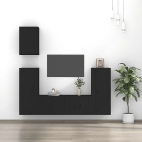 vidaXL Conjunto móveis de TV 5 pcs madeira processada preto