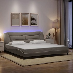 Estrutura de cama com LED sem colchão 200x200 cm tecido