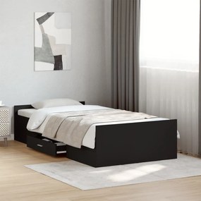 Estrutura cama c/ gavetas 75x190 cm derivados de madeira preto