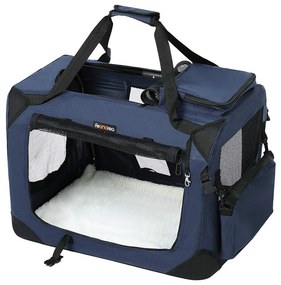 Transportadora dobrável para animais de estimação com tecido resistente e ventilação | FEANDREA | 70 x 52 x 52 cm | azul|preto | PDC70Z.