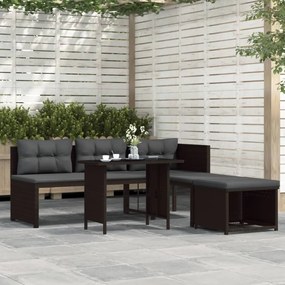 vidaXL 4 pcs conjunto lounge para jardim vime PE castanho