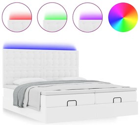 Estrutura de cama otomana com colchões 200x200 cm branco puro