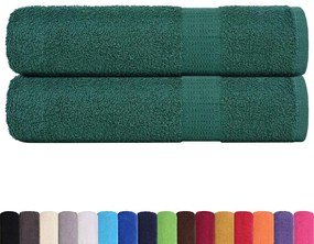 Toalhas de mãos 2 pcs 50x100 cm 360 gsm 100% algodão verde