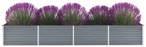 Canteiro elevado de jardim aço galvanizado 320x80x45cm cinzento