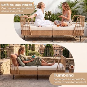 Sofá-Cama de Exterior, 192,5 x 79,5 x 77,5 cm, Base Regulável, Bege