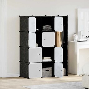 Armário plástico modular 9 gavetas 109x36,5x143 cm preto branco