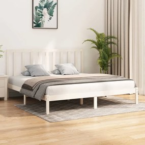 Estrutura de cama Super King 180x200 cm pinho maciço branco