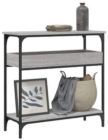 vidaXL Mesa consola c/ prateleira derivados de madeira cinzento sonoma