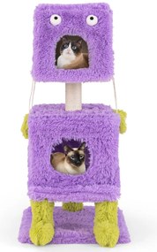 Armário lateral para banheiro de gato oculto, casinha de madeira para animais de estimação com 2 gavetas - branco