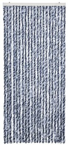 Cortina anti-insetos 90x220 cm chenille azul, branco prateado