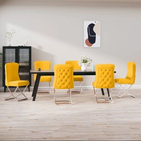 vidaXL Cadeiras de jantar 6 pcs veludo amarelo mostarda