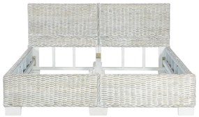 Estrutura de cama 140x200 cm vime genuíno cinzento