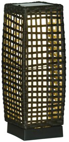 Outsunny Candeeiro Solar Vime Sintético LED Automático Varanda Pátio Iluminação Ecológica 17x17x46 cm Cinza | Aosom Portugal