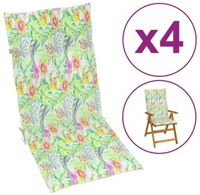 Almofadões para cadeiras altas de jardim 4 pcs tecido folhas