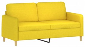 3 pcs conjunto de sofás com almofadões tecido amarelo-claro