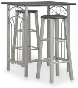 vidaXL 3 pcs conjunto de bar em madeira e aço preto