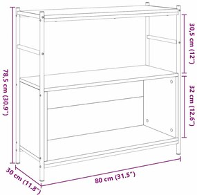 Estante de Livros vidaXL Carvalho Preto 80x30x78,5 cm Madeira Engenhei
