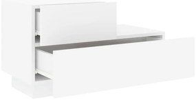 Mesa de cabeceira com luzes LED 70x36x40,5 cm branco