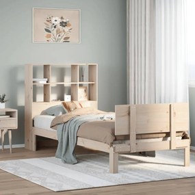 vidaXL Cama com estante sem colchão 100x200 cm pinho maciço