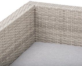 Conjunto de móveis de vime de 3 peças, mesa de centro, sofá duplo e sofá de 3 lugares com almofadas removíveis para terraço jardim e pátio Aço Cinza