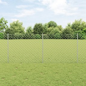 Cerca de Cadeia com 20 Postes Prata 1x10 m de Aço