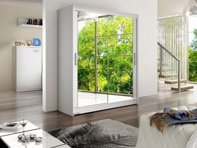 Roupeiro Closico 127, Branco, 200x150x58cm, 114 kg, Portas para roupeiro: Deslizante, Número de prateleiras: 5, Número de prateleiras: 5